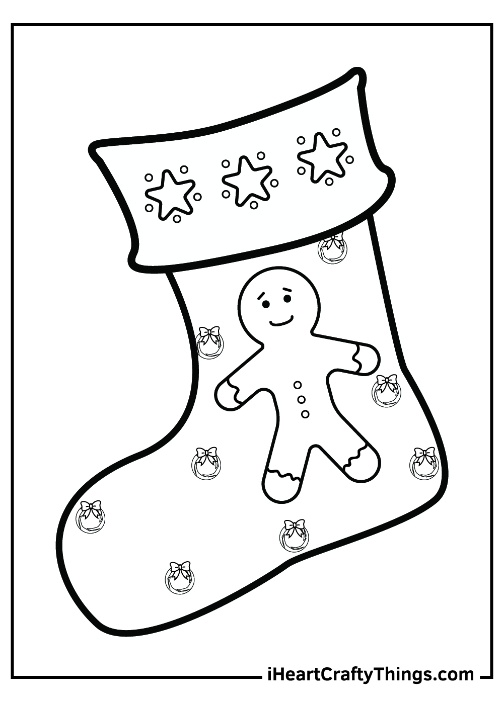 gingerbread christmas stocking coloring page