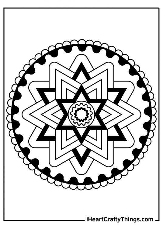 Picture of a very irresistible to the eyes mandala with a six-point star in the centre with a circular motion layout