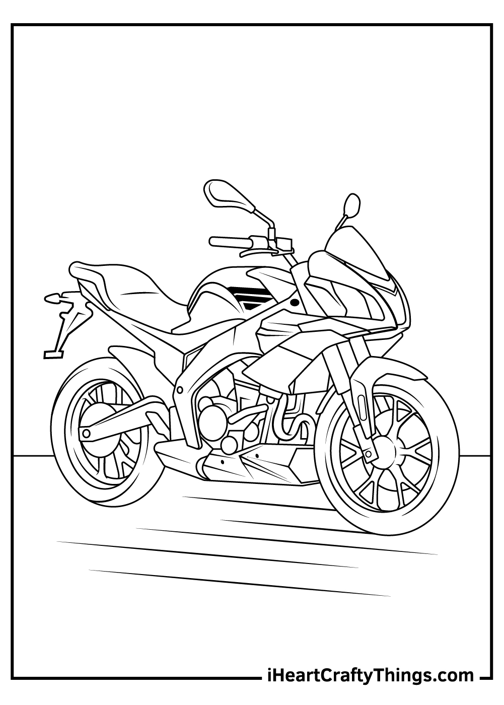 Sport motorcycle back view coloring pages 