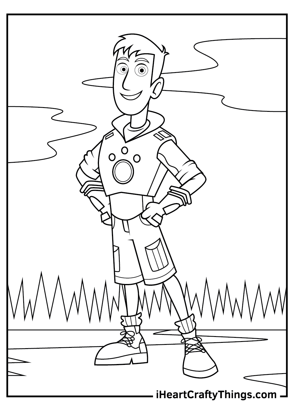 wild kratts coloring page in black and white