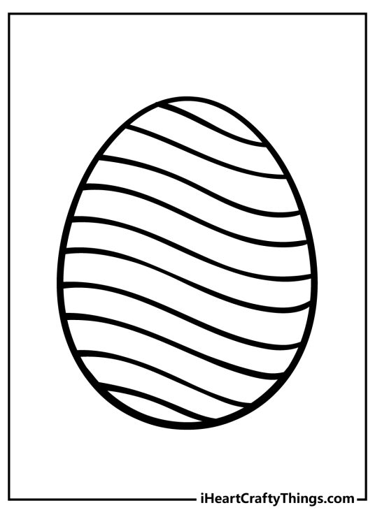 Free printable drawing for pre-schoolers of an Easter Egg decorated with simple wavy pattern