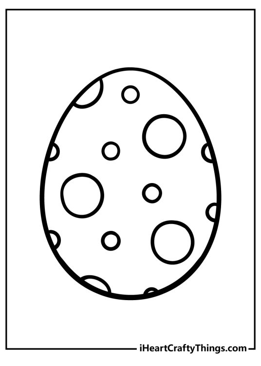 Coloring picture for children featuring Easter Egg covered in various circular shapes