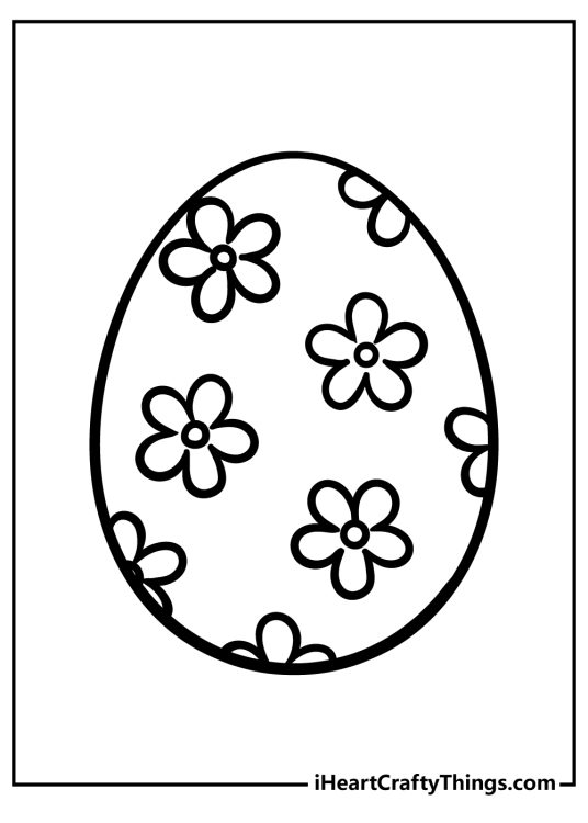 Coloring image for pre-schoolers of a simple Easter Egg with a pretty floral design