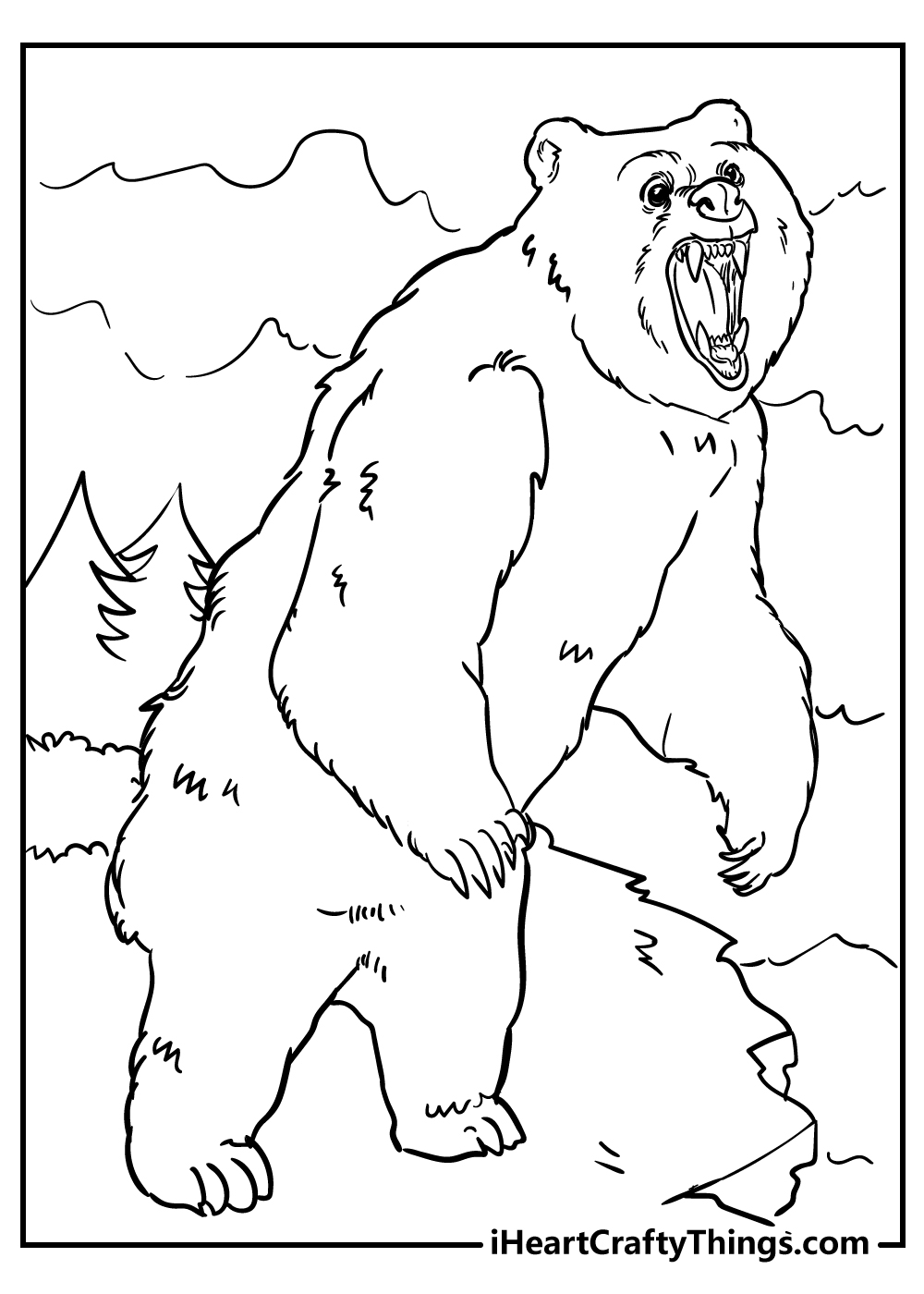 mad grizzly bear coloring page