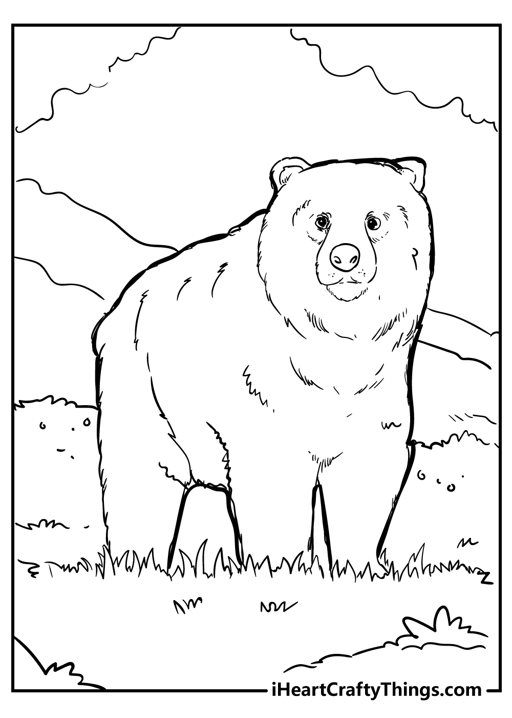 black and white bear coloring pages free download