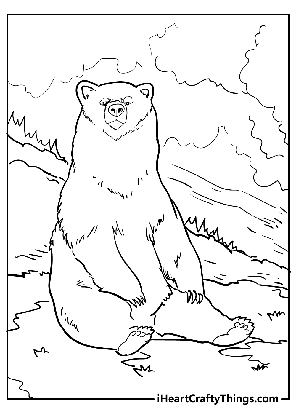 mad grizzly bear coloring page