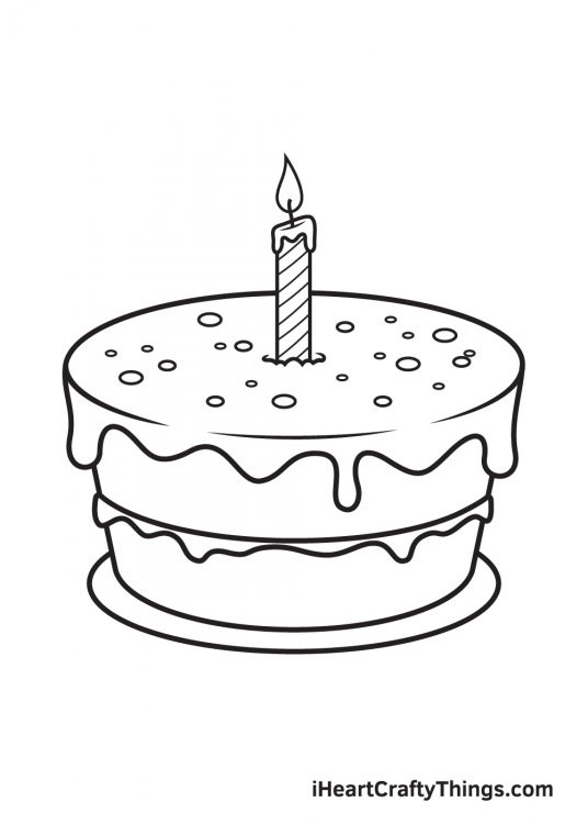 Birthday Cake Drawing - How To Draw A Birthday Cake Step By Step