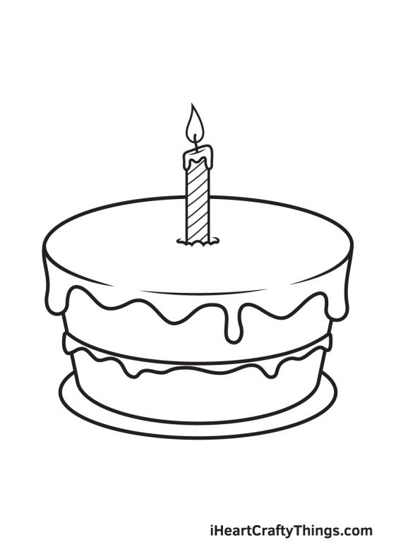 Birthday Cake Drawing How To Draw A Birthday Cake Step By Step