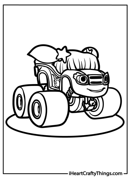 Blaze-themed printable drawing for children presenting character Sparkle with two pony tails
