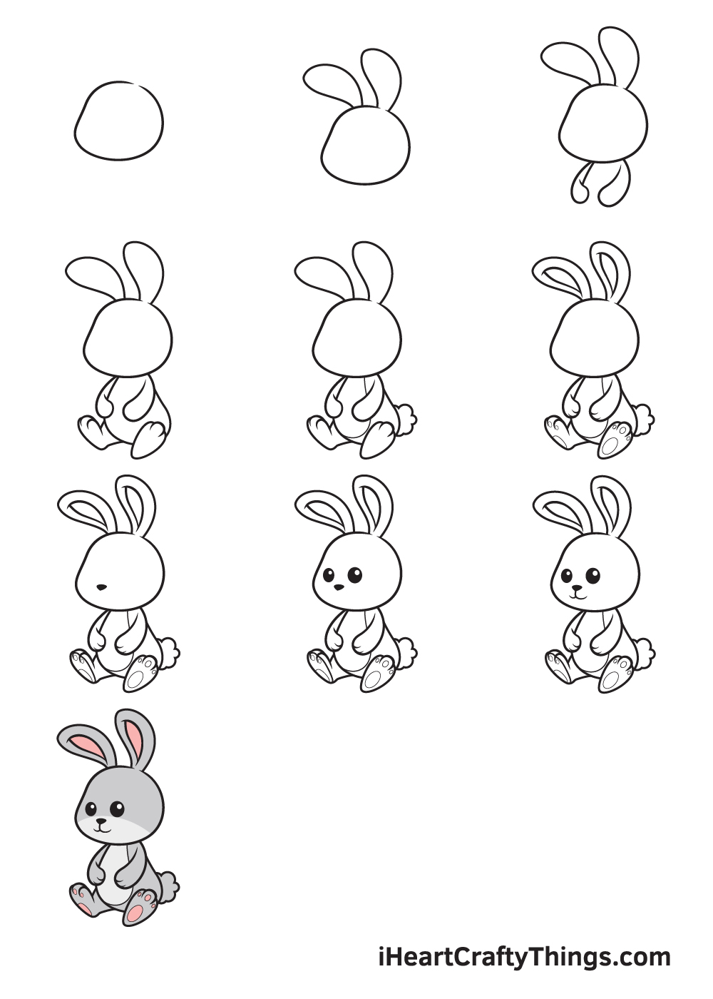 how to draw a rabbit easy