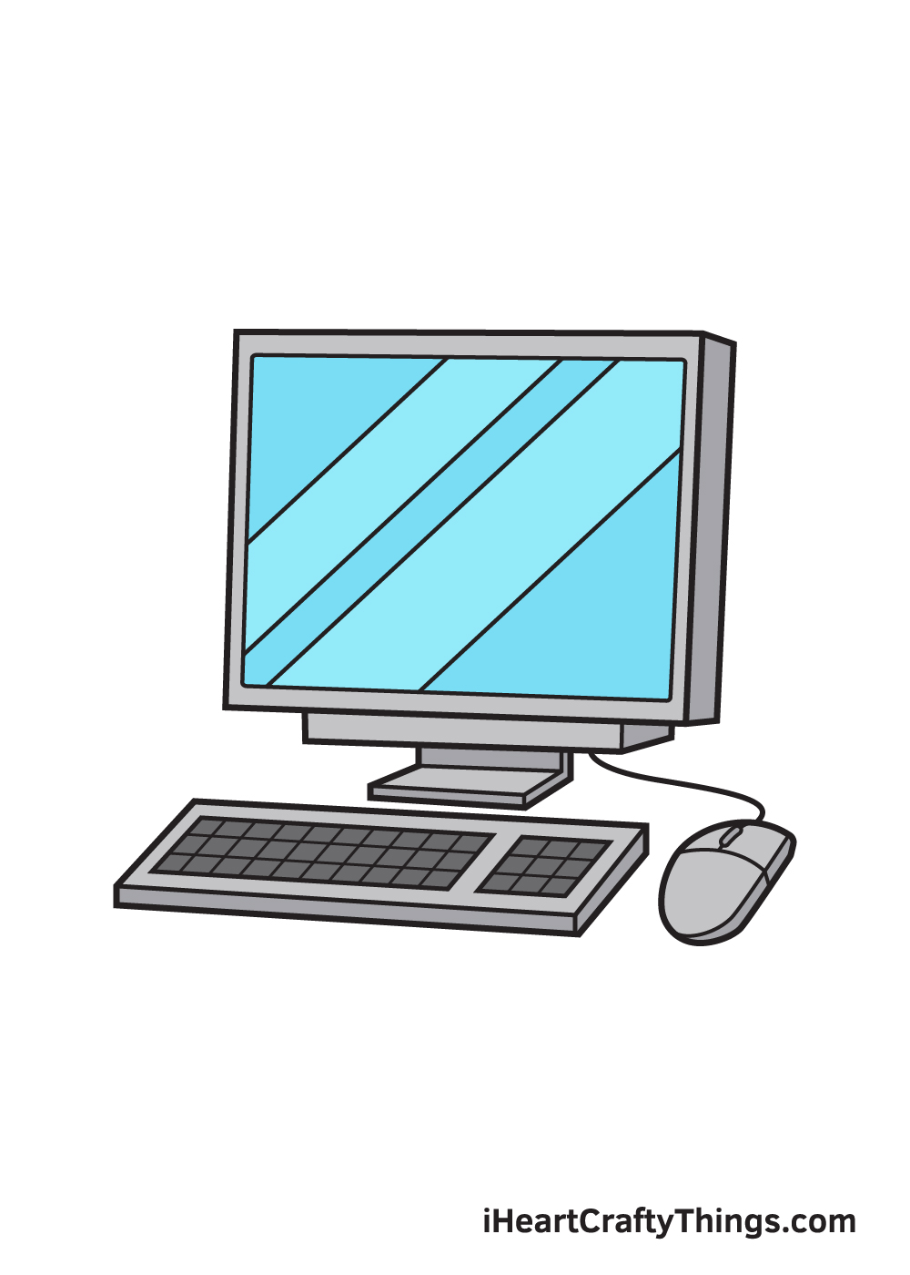 How to Draw a Monitor Step by Step  EasyLineDrawing