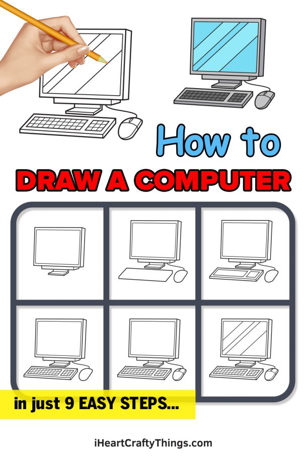 Computer Drawing - How To Draw A Computer Step By Step