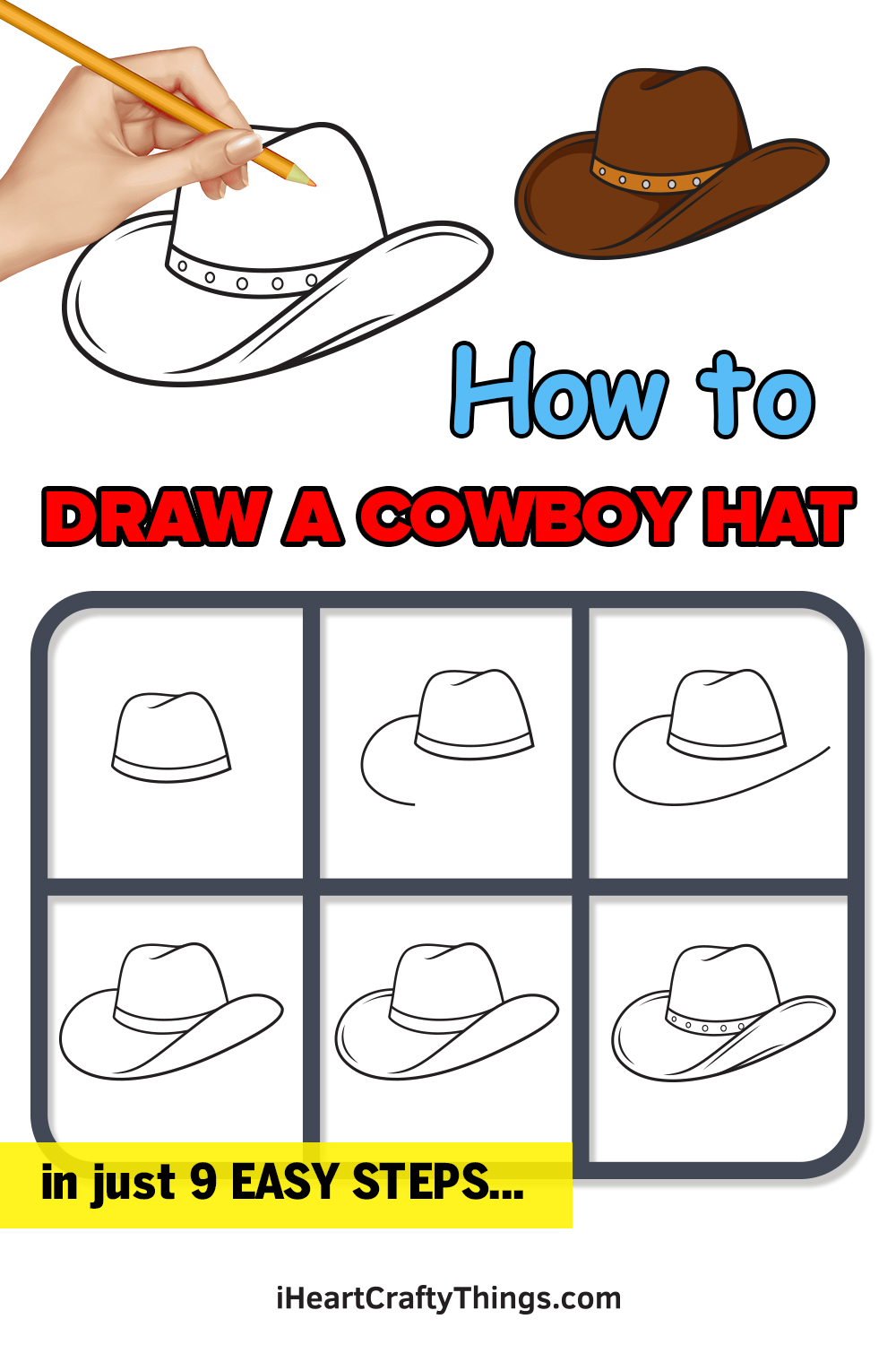 Cowboy Hat Drawing How To Draw A Cowboy Hat Step By Step   Cowboy Hat DRAWING PIN 