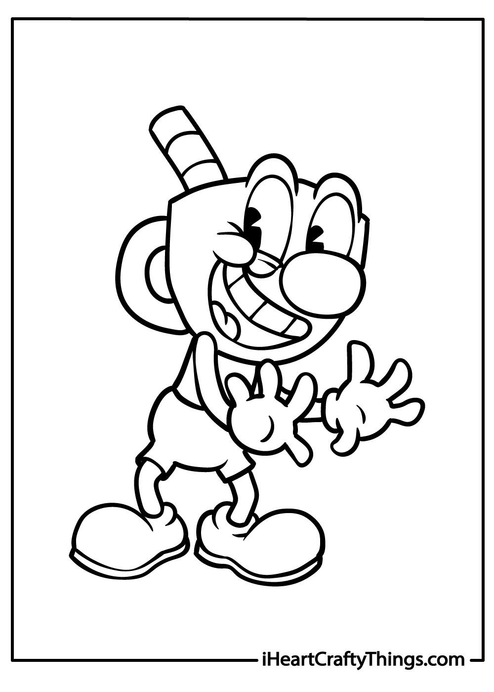 black-and-white Cuphead Coloring Pages