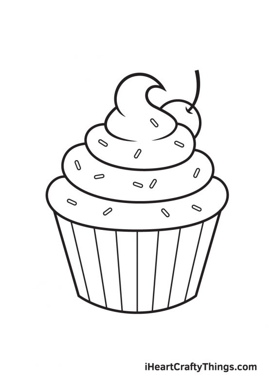 Cupcake Drawing - How To Draw A Cupcake Step By Step