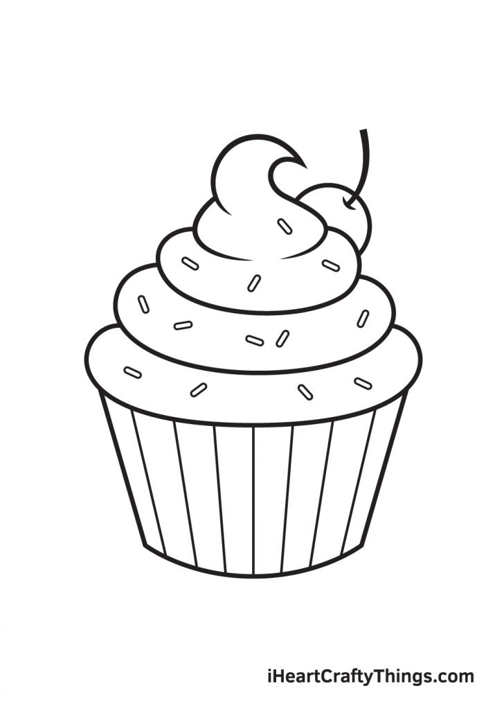 Cupcake Drawing - How To Draw A Cupcake Step By Step