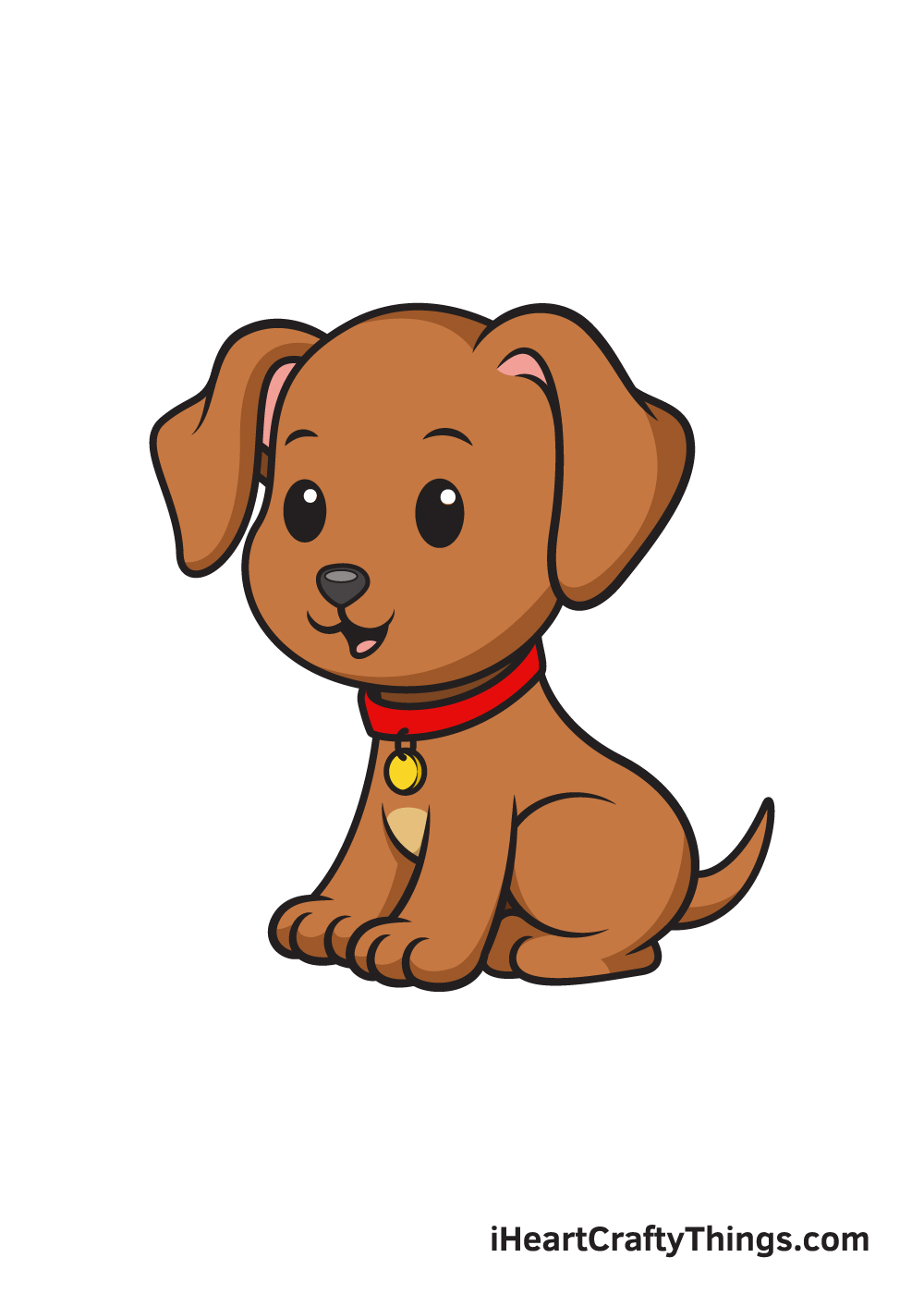 Easy How to Draw a Cartoon Dog Tutorial and Cartoon Dog Coloring Page