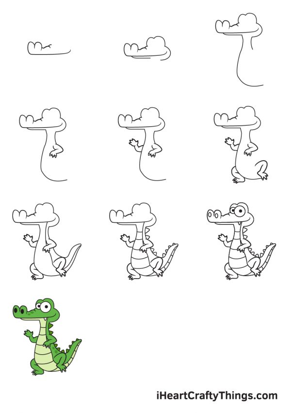 Alligator Drawing How To Draw An Alligator Step By Step