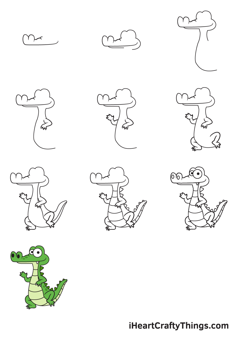 Drawing Alligator in 9 Easy Steps