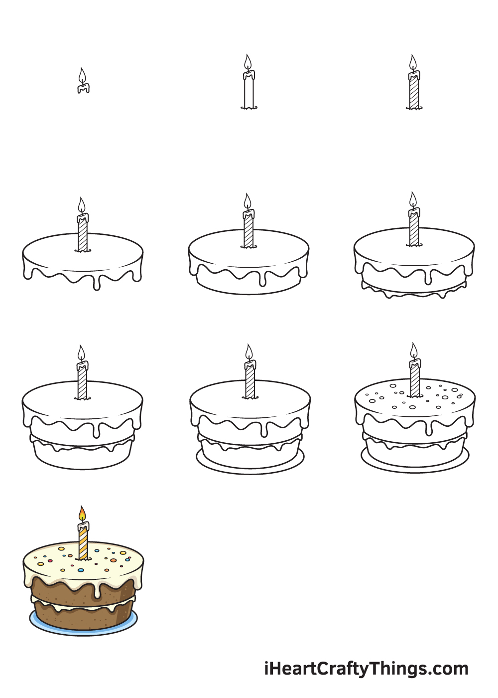 Birthday Cake Drawing How To Draw A Birthday Cake Step By Step