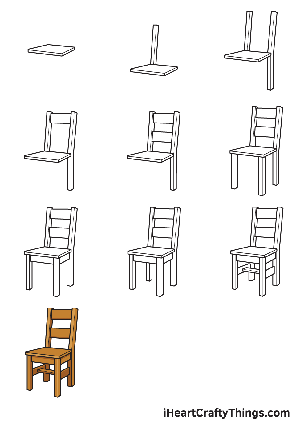 Drawing Chair in 10 Easy Steps - Hướng dẫn chi tiết cách vẽ cái ghế đơn giảm với 9 bước cơ bản