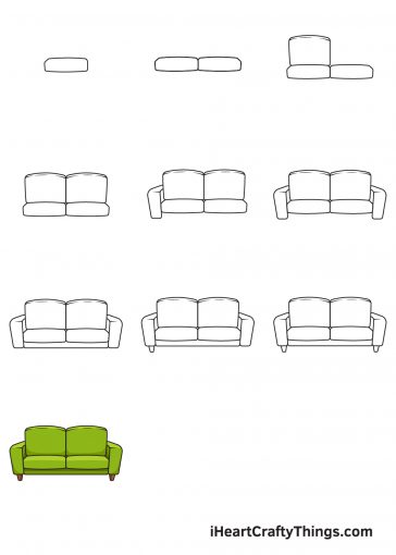 Couch Drawing - How To Draw A Couch Step By Step