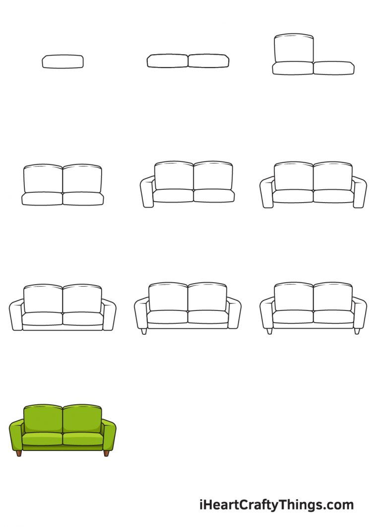 Couch Drawing How To Draw A Couch Step By Step