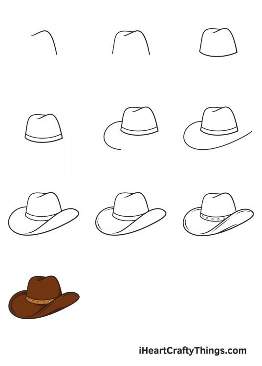 Cowboy Hat Drawing — How To Draw A Cowboy Hat Step By Step