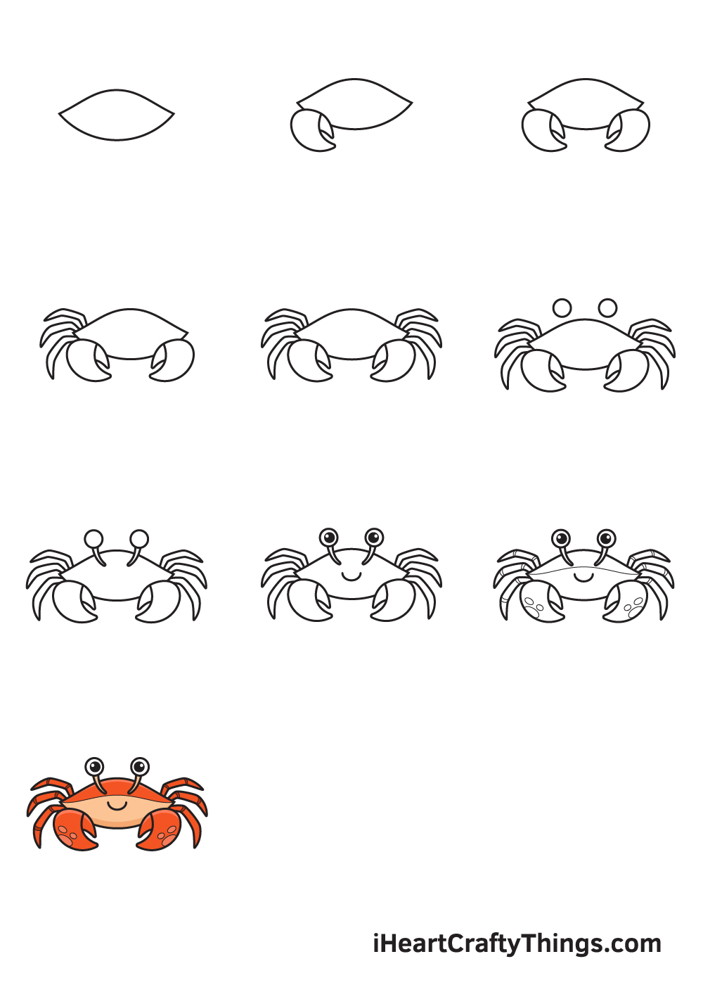 Drawing Crab in 10 Easy Steps - Hướng dẫn chi tiết cách vẽ con cua đơn giản với 9 bước cơ bản