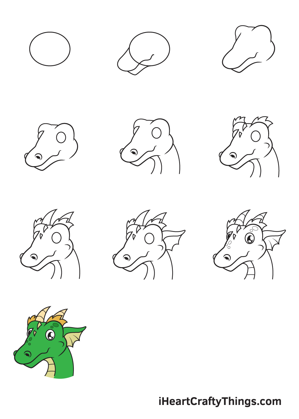 Drawing Dragon Head in 10 Easy Steps - Hướng dẫn cách vẽ đầu rồng đơn giản đẹp với 9 bước