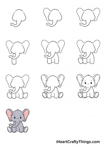 Elephant Drawing — How To Draw An Elephant Step By Step