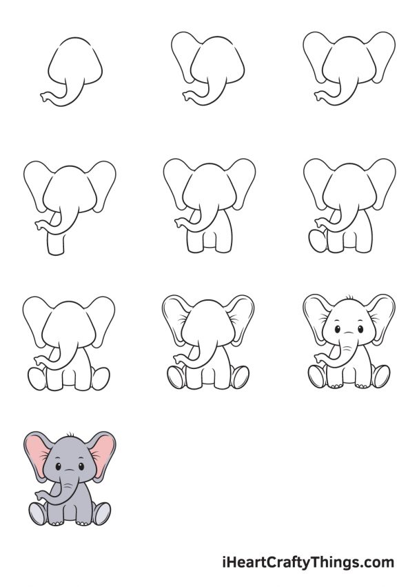 Cute and Easy Drawings of an Elephant Morse Caphy1940