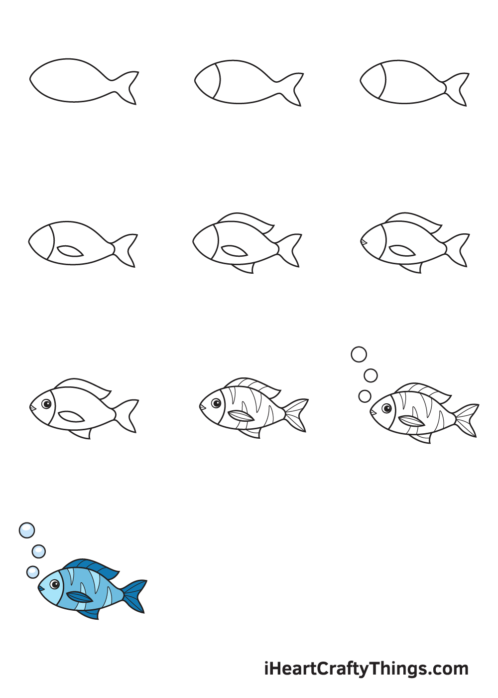 How to Draw a Fish // Easy Fish Drawing Tutorial // One Line