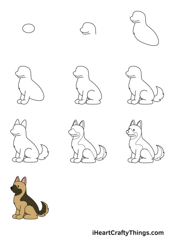 German Shepherd Drawing How To Draw A German Shepherd Step By Step