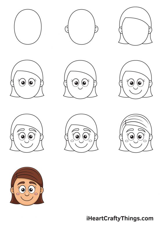 Girl Face Drawing - How To Draw A Girl Face Step By Step