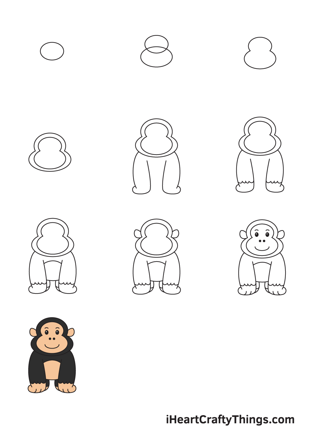 How To Draw A Gorilla Face Step By Step Adams Theirtiefor
