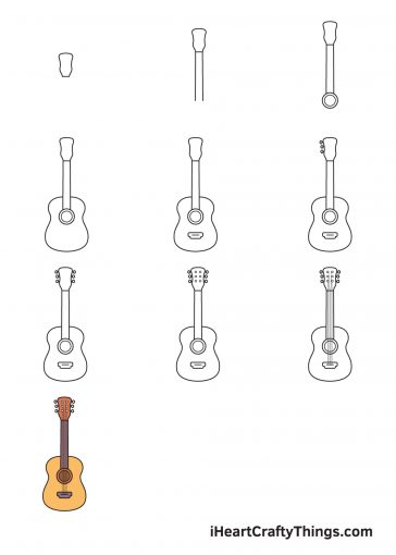 Guitar Drawing - How To Draw A Guitar Step By Step