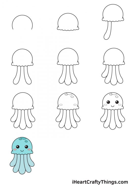 Jellyfish Drawing How To Draw A Jellyfish Step By Step