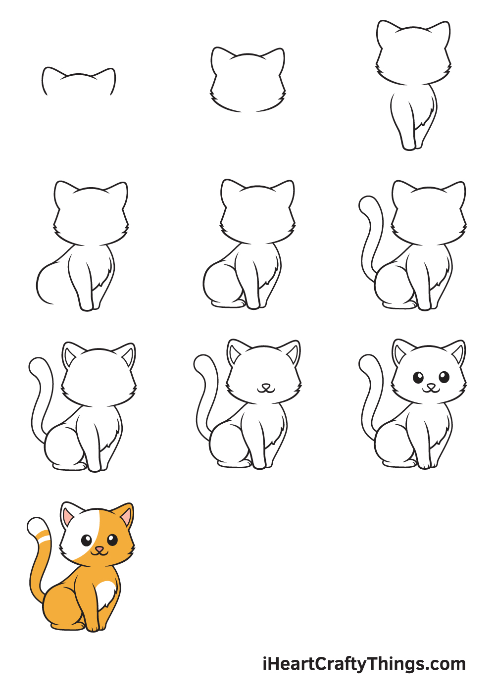 Drawing Kitten in 9 Easy Steps