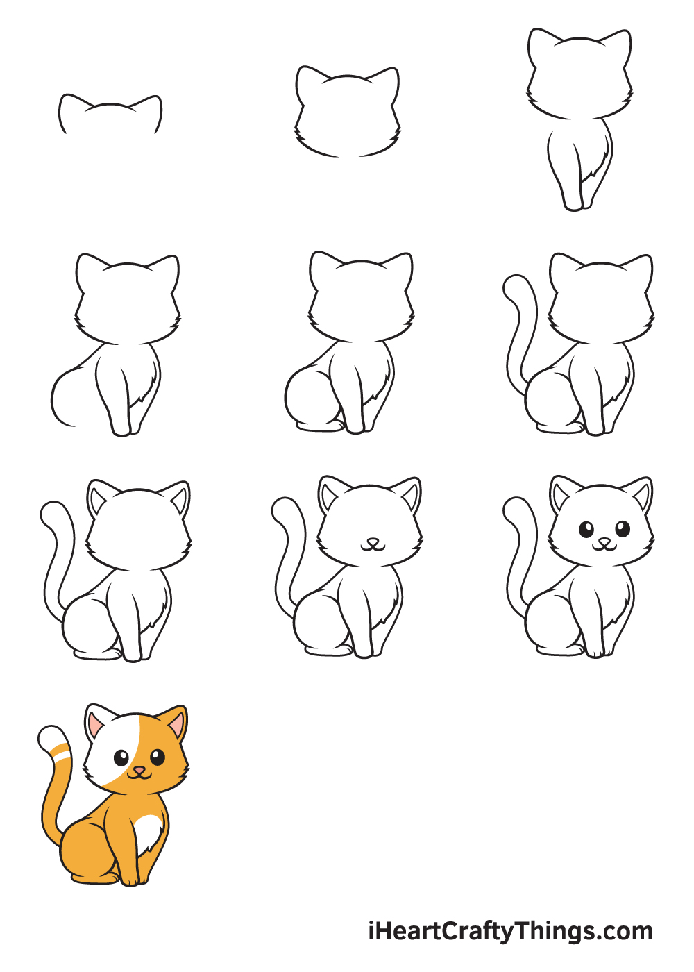 how to draw a kitten step by step for kids