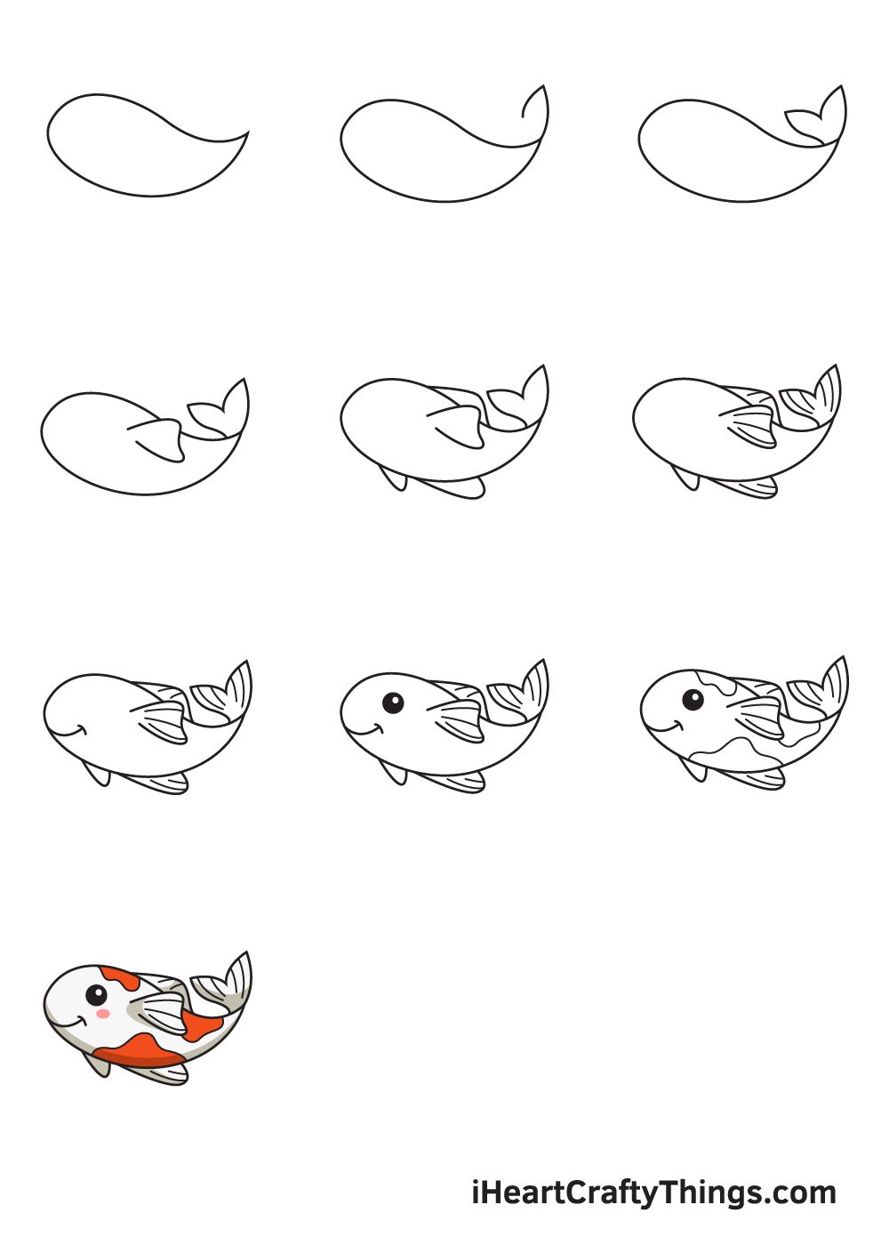 Koi Fish Drawing — How To Draw A Koi Fish Step By Step