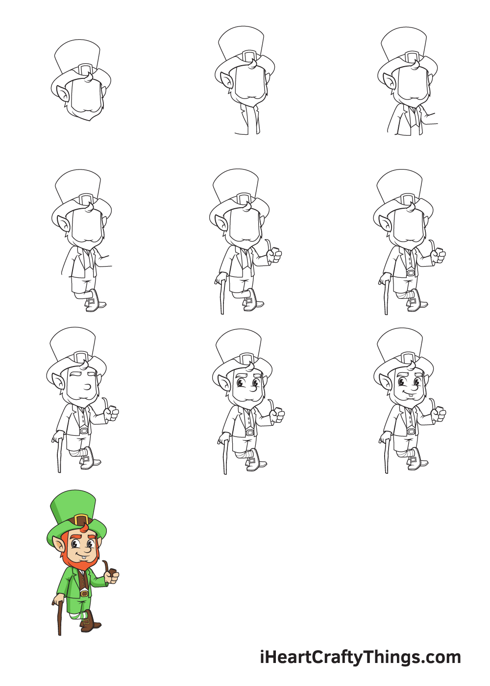 Drawing Leprechaun in 9 Easy Steps