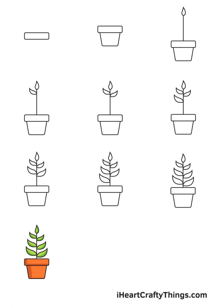 How To Draw A Plant Pot Step By Step