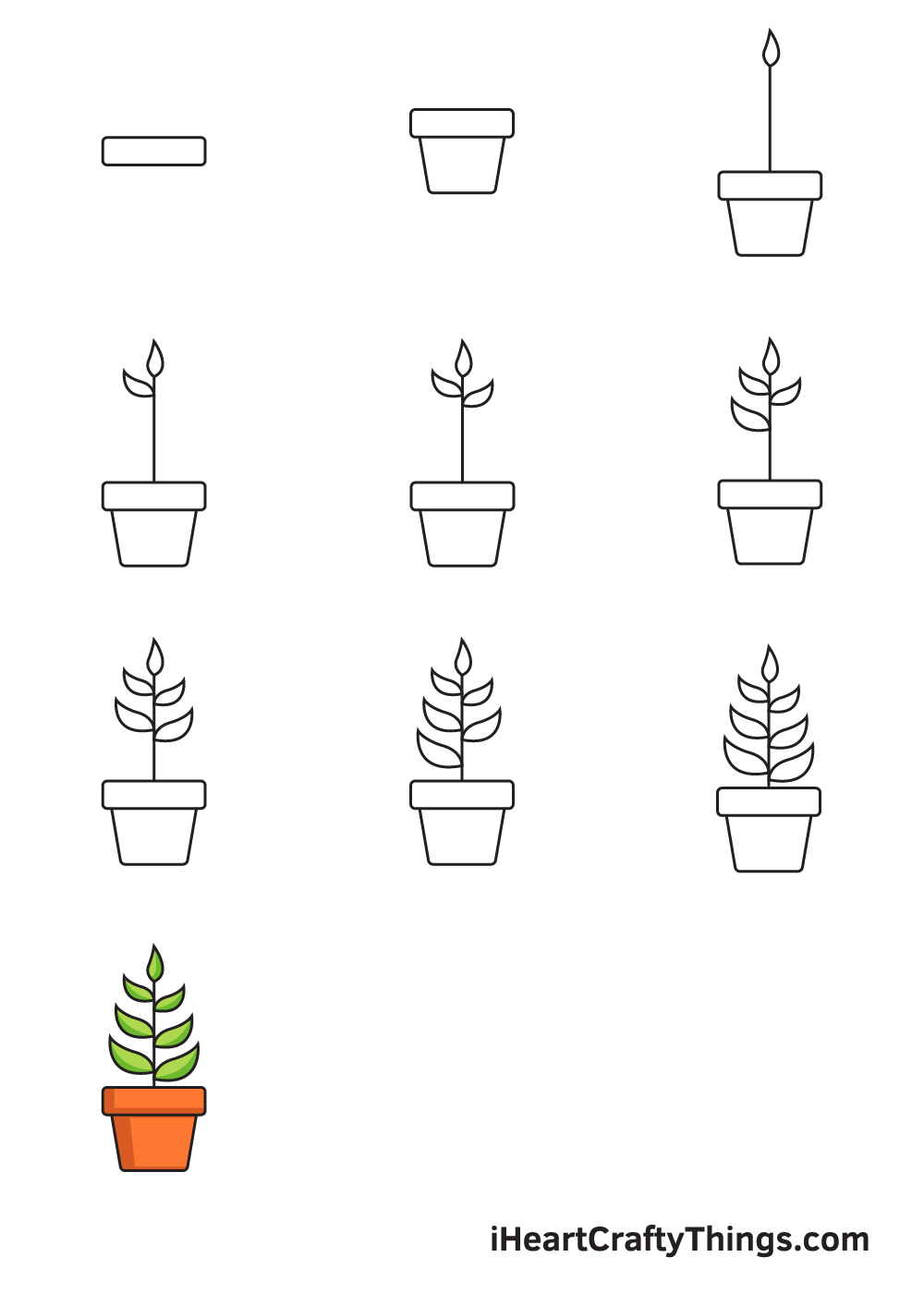 Plant Drawing — How To Draw A Plant Step By Step