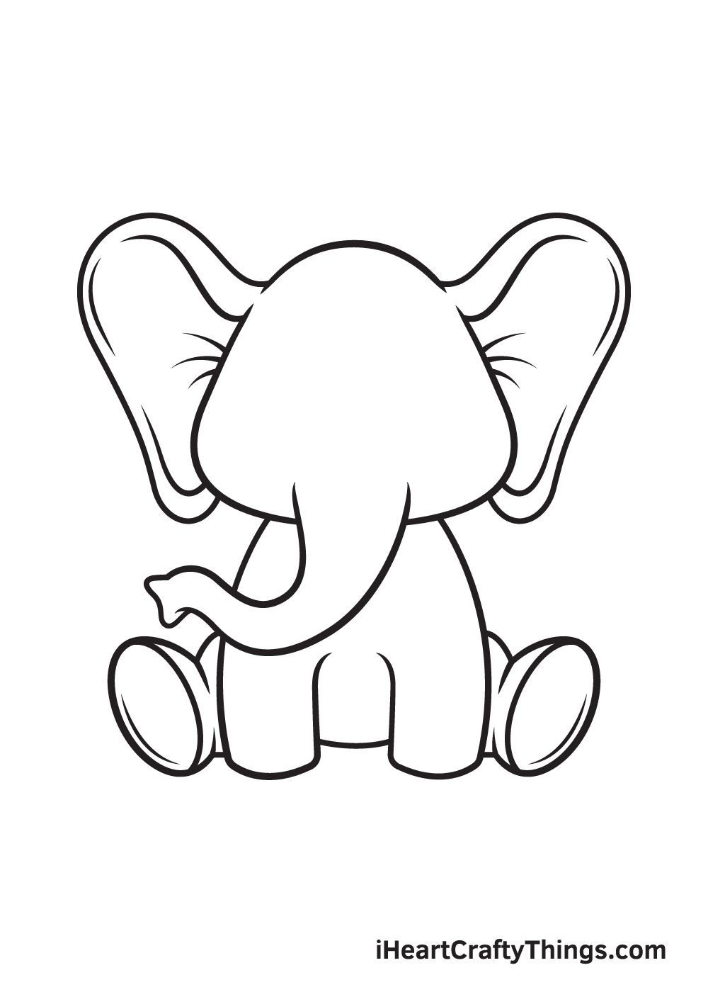 Easy Elephant Drawing Step by Step Printable  Crafty Morning