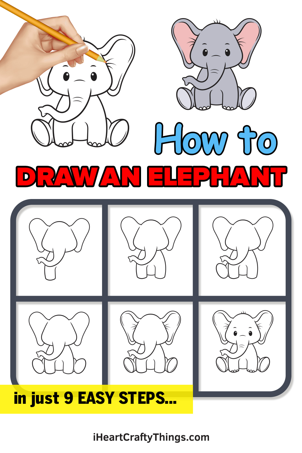 simple elephant face drawing