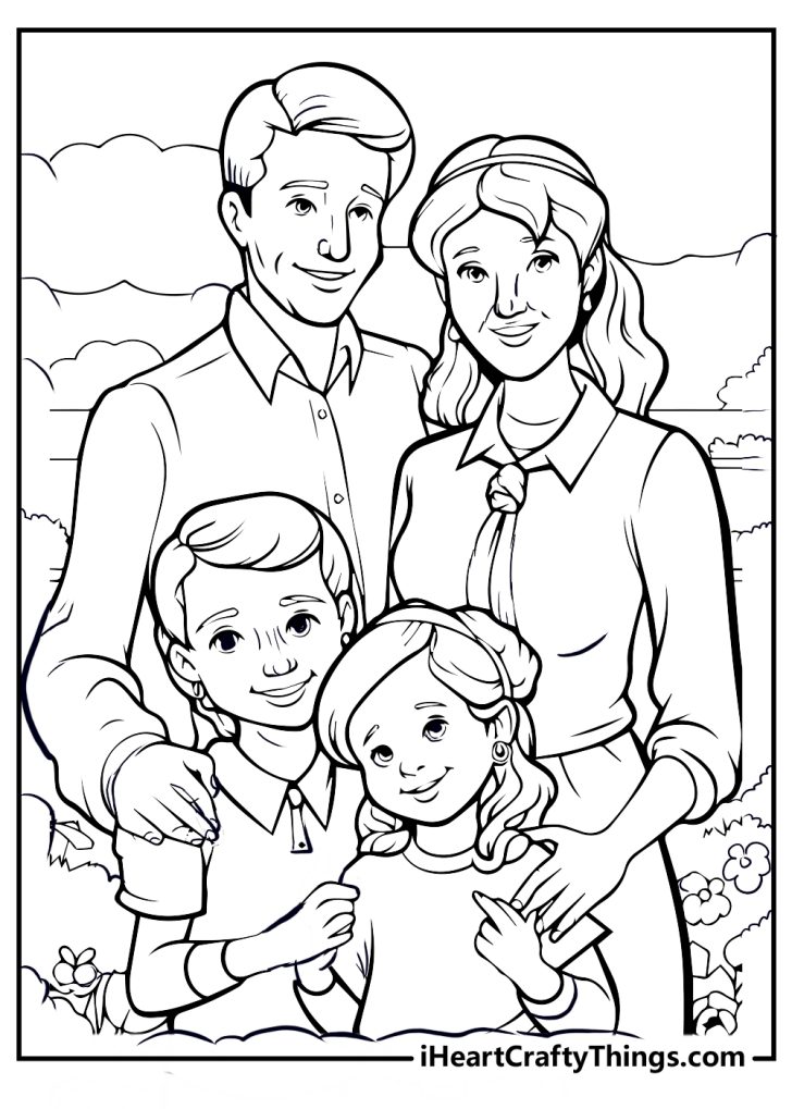 Family Photo Coloring Sheet