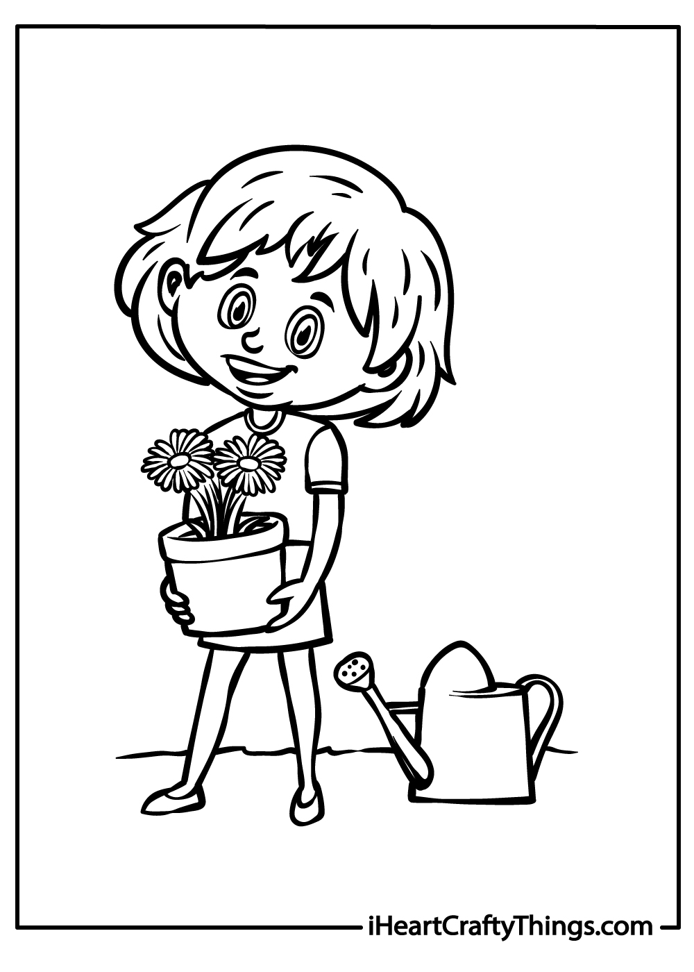 girl in garden coloring pages