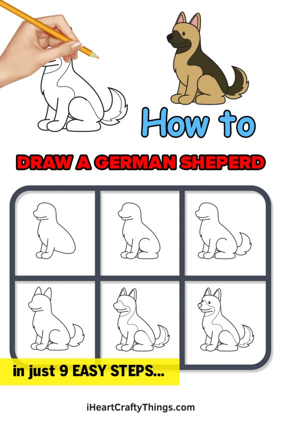German Shepherd Drawing How To Draw A German Shepherd Step By Step