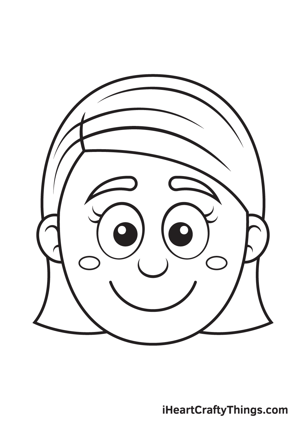 Girl Face Drawing – Step 9